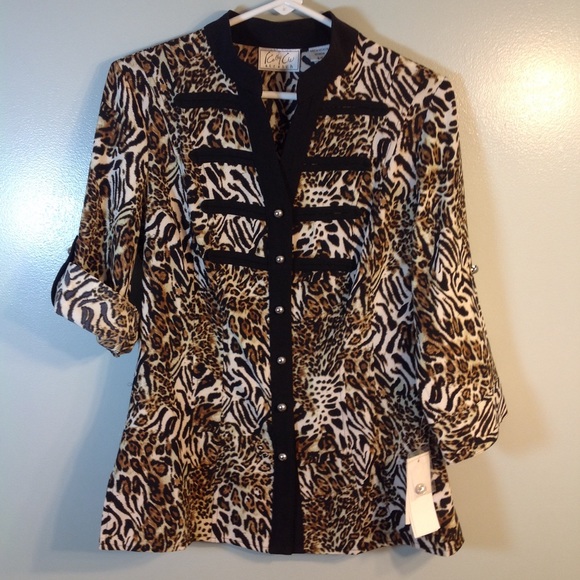 Kathy Che Tops - Kathy Che leopard print blouse NWT